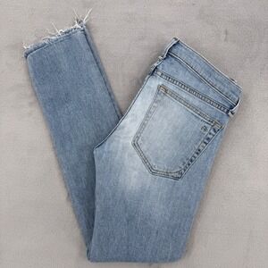 Rag & Bone JEAN Skinny Jeans Light Wash Raw Hem Stretch Denim Size 24